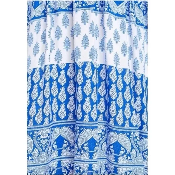 Lulus Blue and White Halter Dress Open Back - Picture 5 of 12